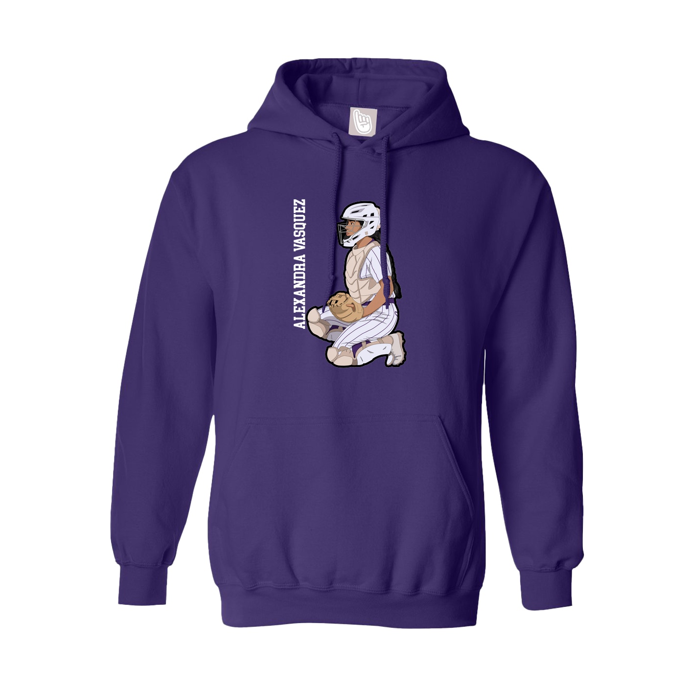 Youth Hoodie — Name Vertical in Purple