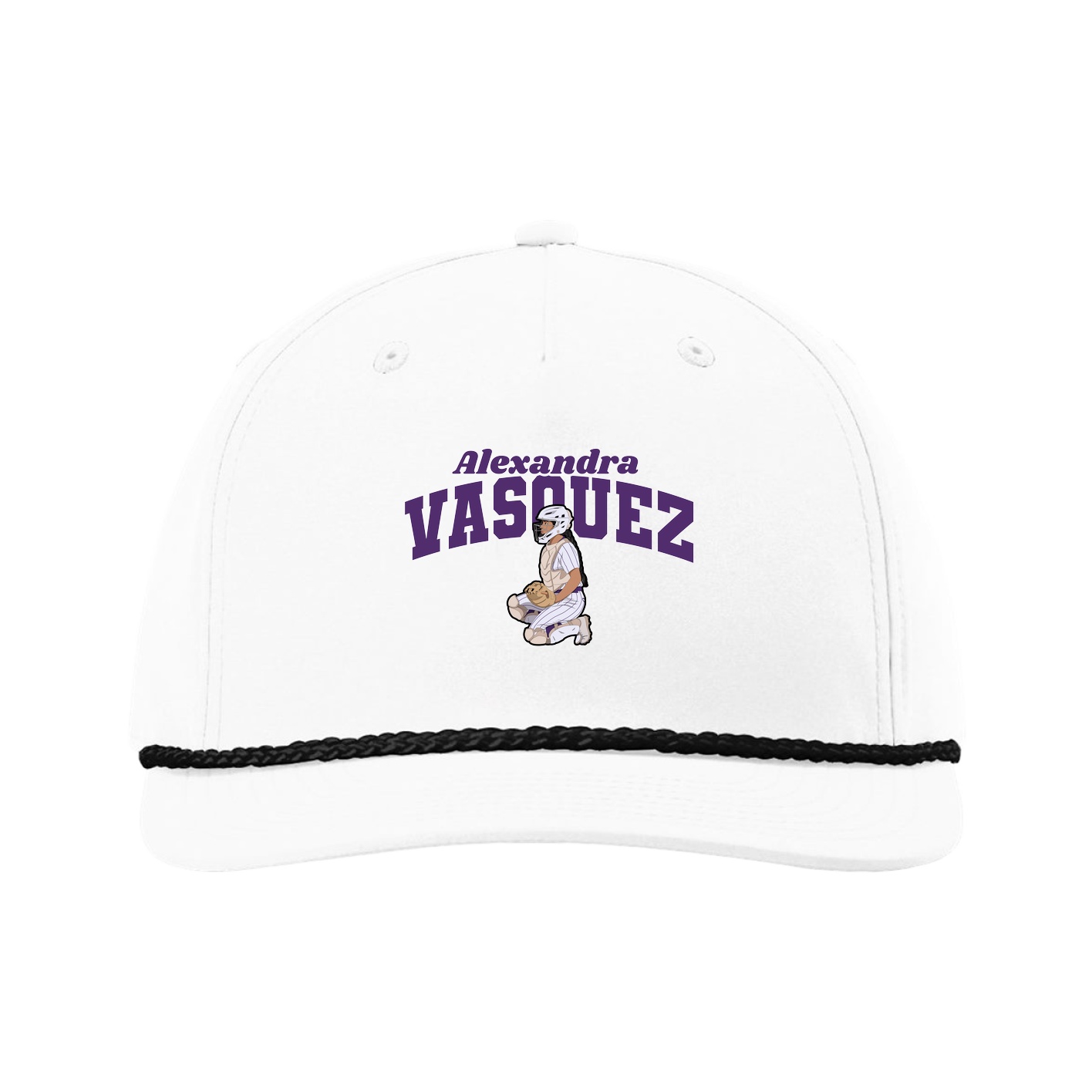 Five-Panel Classic Rope Cap — Signature Arch in White