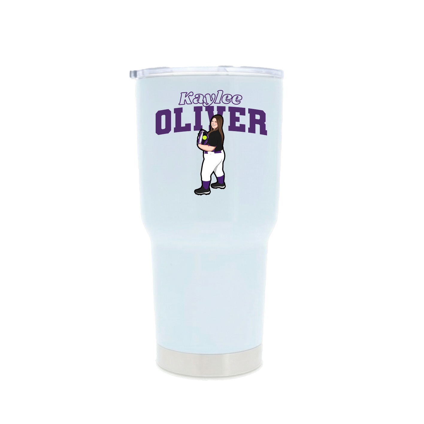 30oz Stainless Steel Tumbler — Name Arch in White
