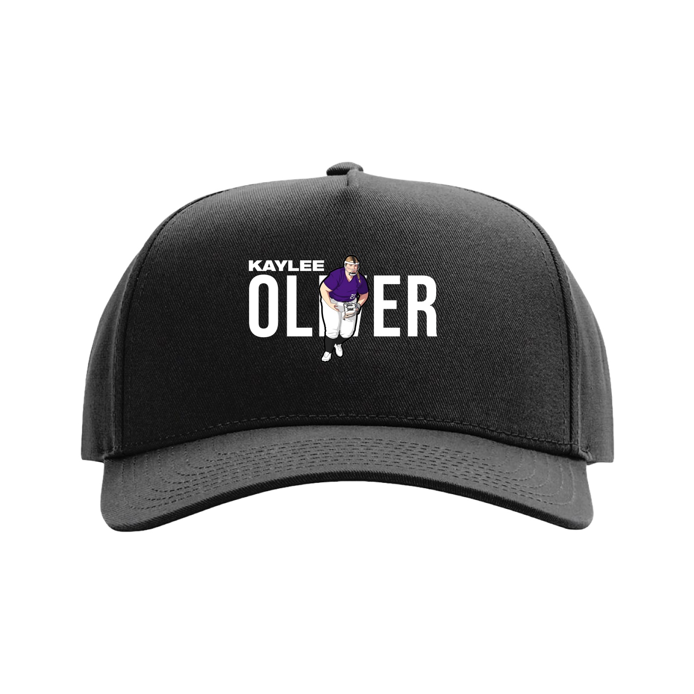 Full Fabric Five-Panel Champ Cap — Player Name in Black