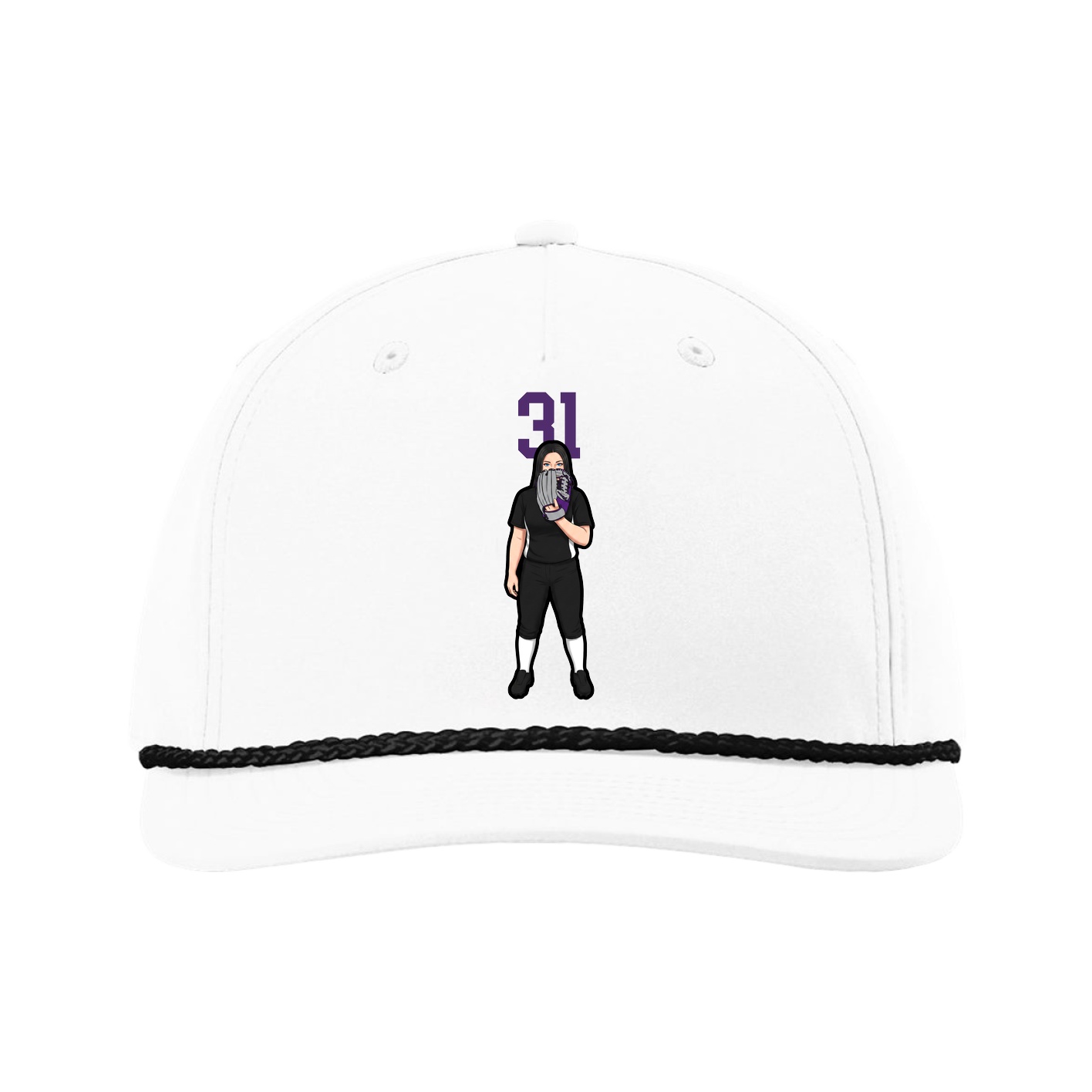 Five-Panel Classic Rope Cap — Number Top in White