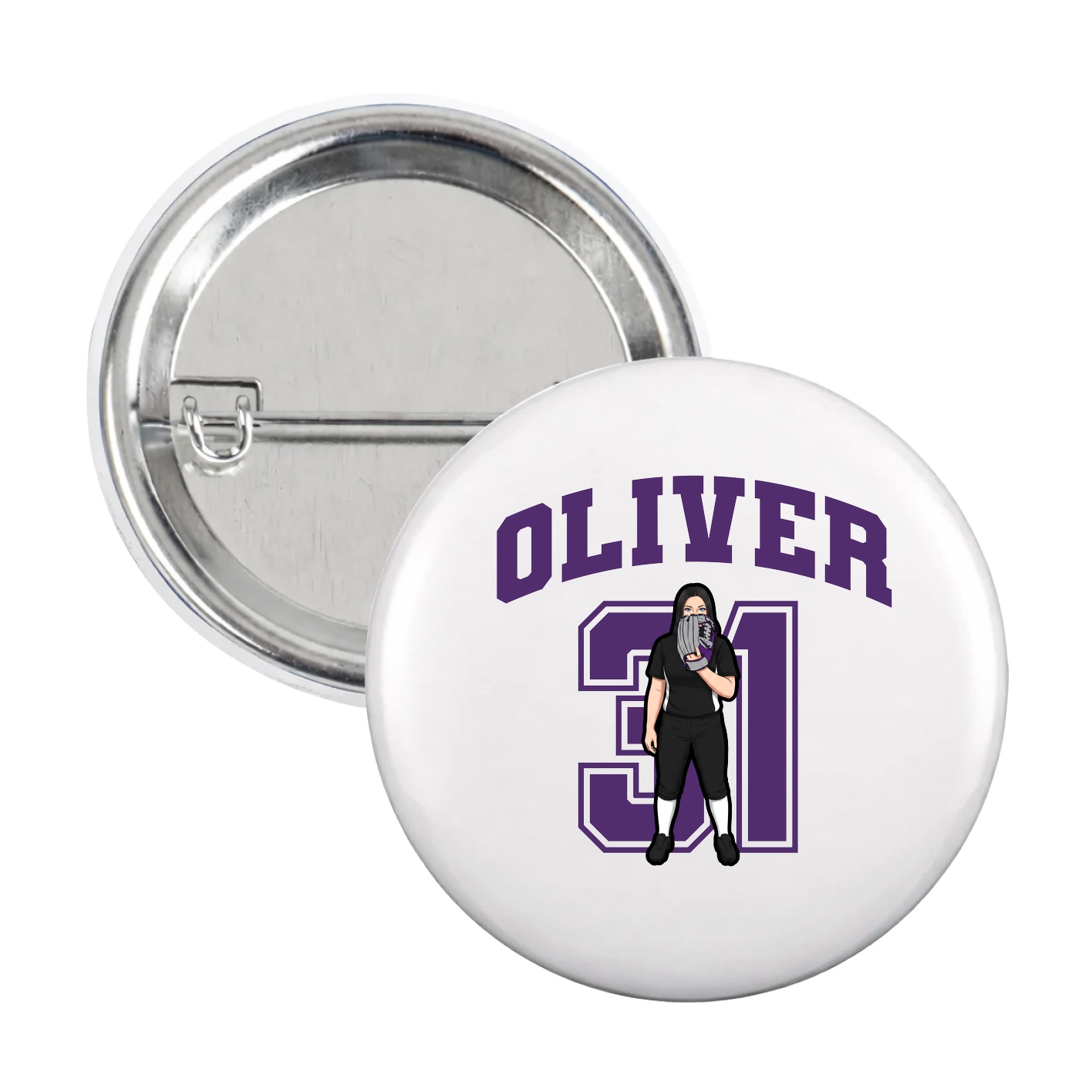 Game Day Button — Number in White