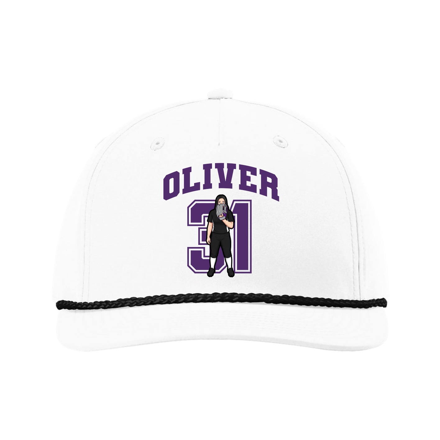 Five-Panel Classic Rope Cap — Number in White