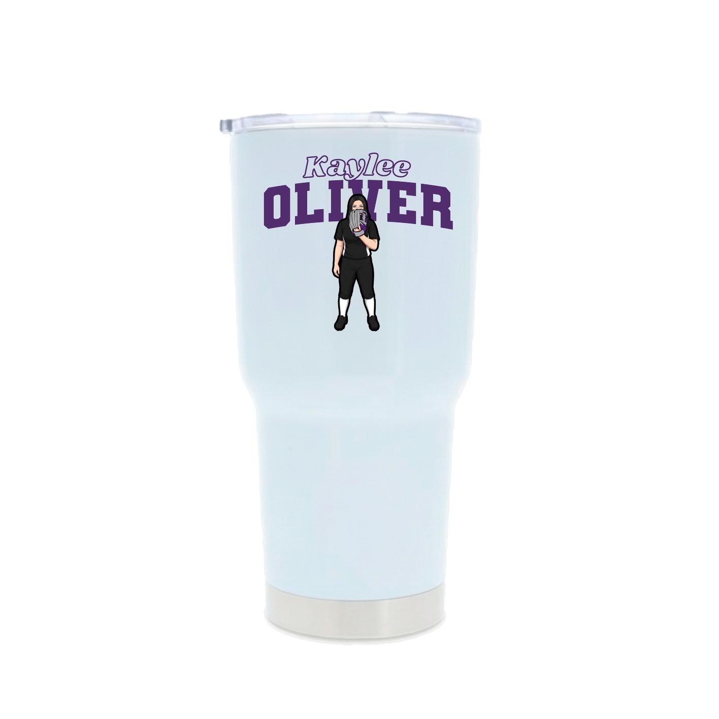 30oz Stainless Steel Tumbler — Name Arch in White