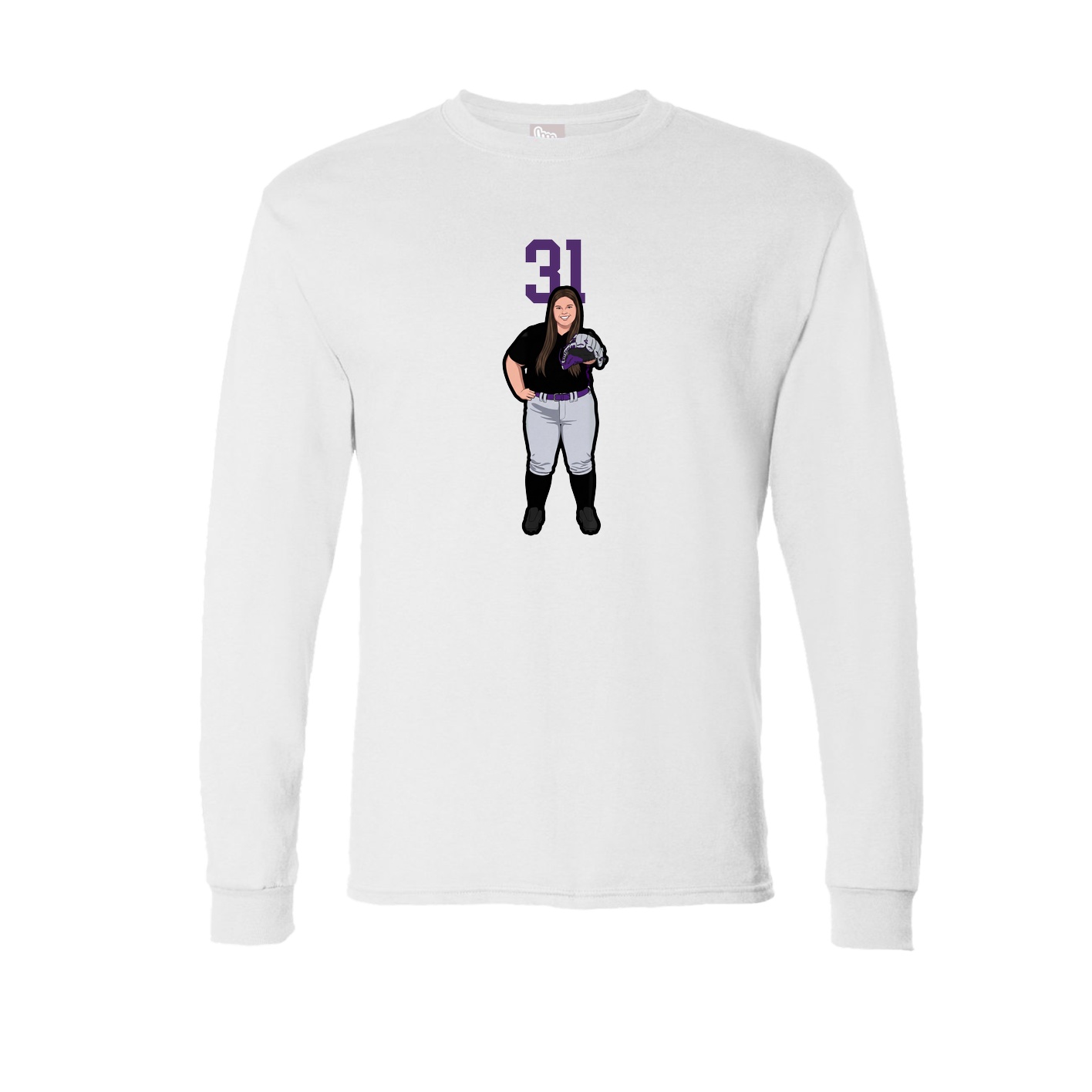 Long Sleeve Tee — Number Top in White