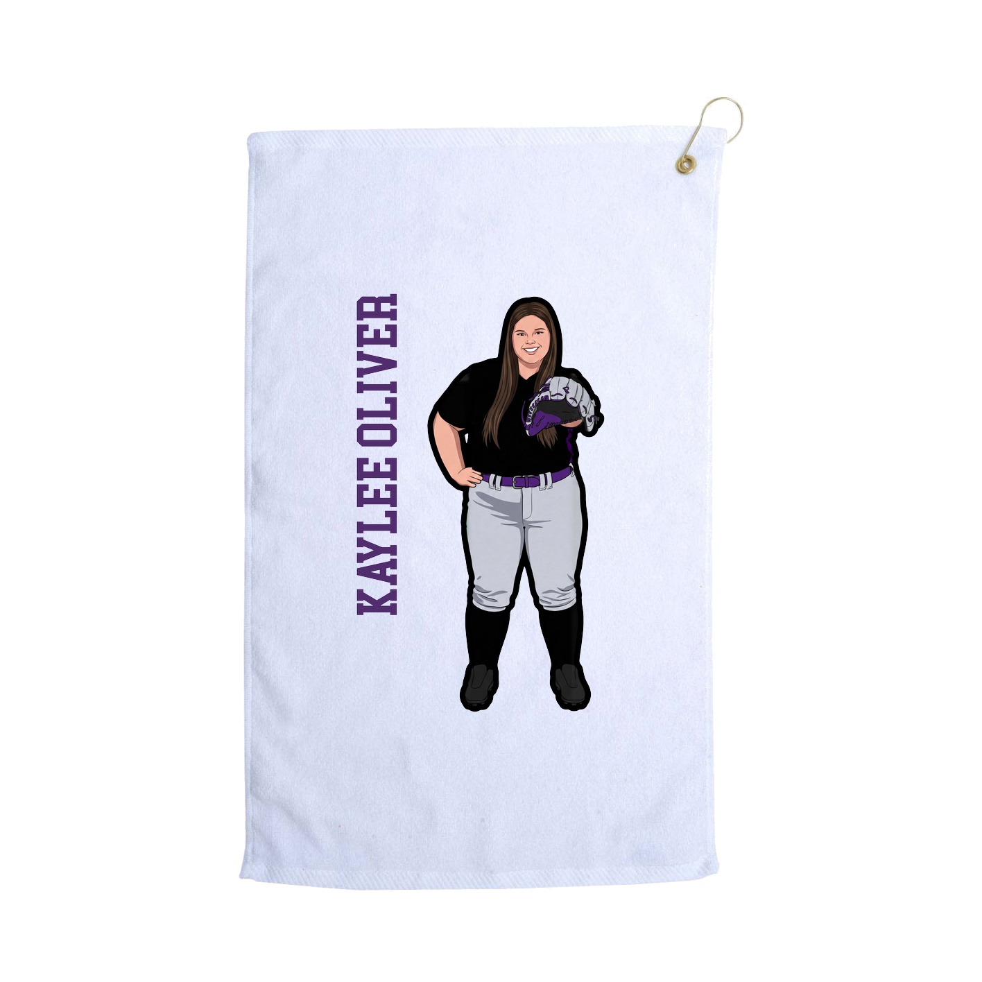 Golf Towel — Name Vertical in White