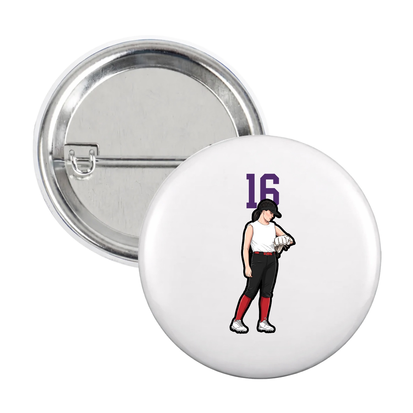 Game Day Button — Number Top in White