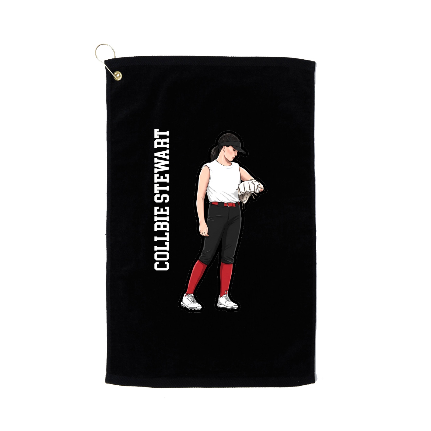 Golf Towel — Name Vertical in Black