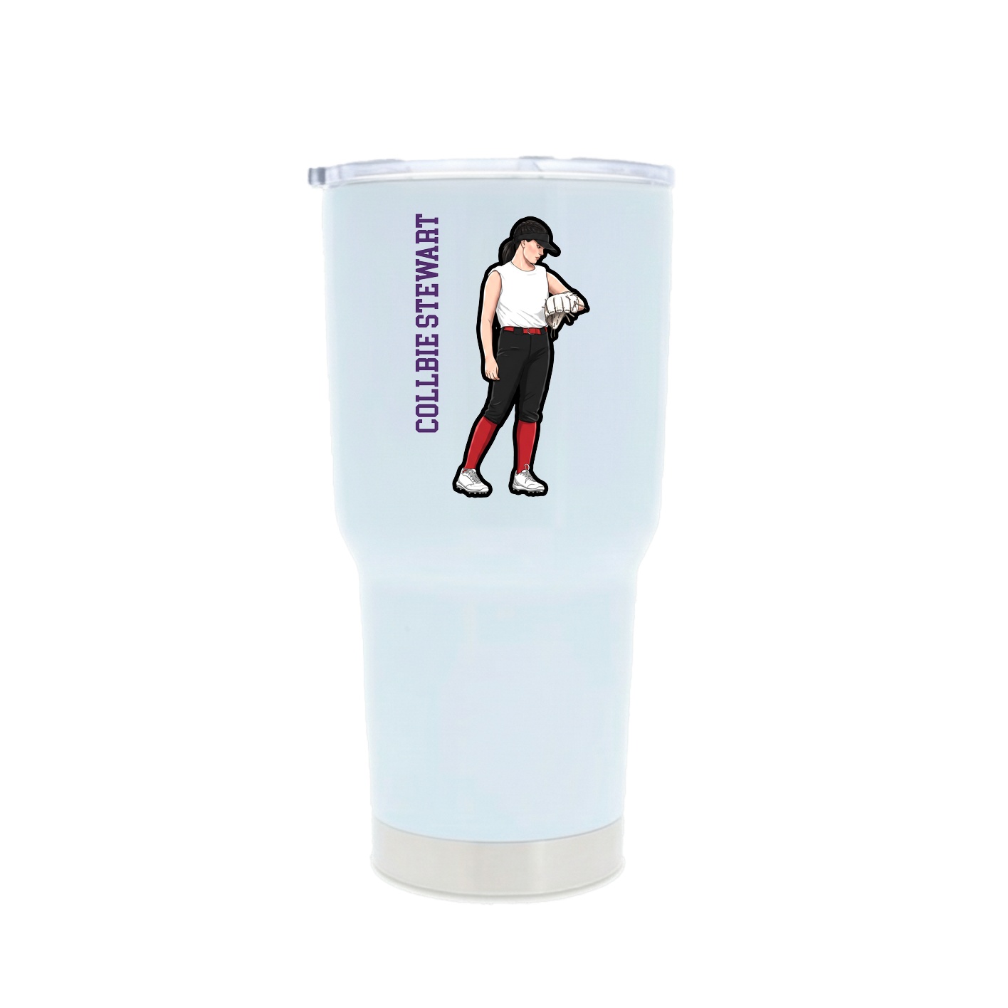 30oz Stainless Steel Tumbler — Name Vertical in White