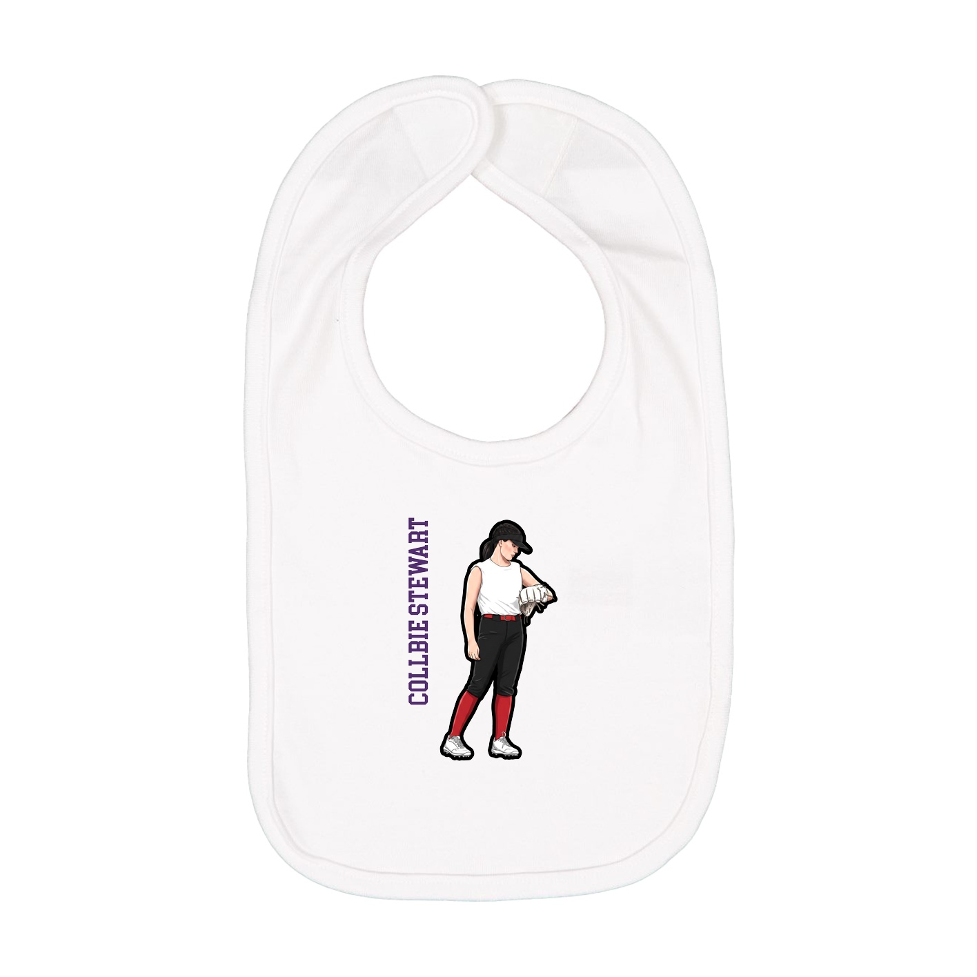 Infant Bib — Name Vertical in White