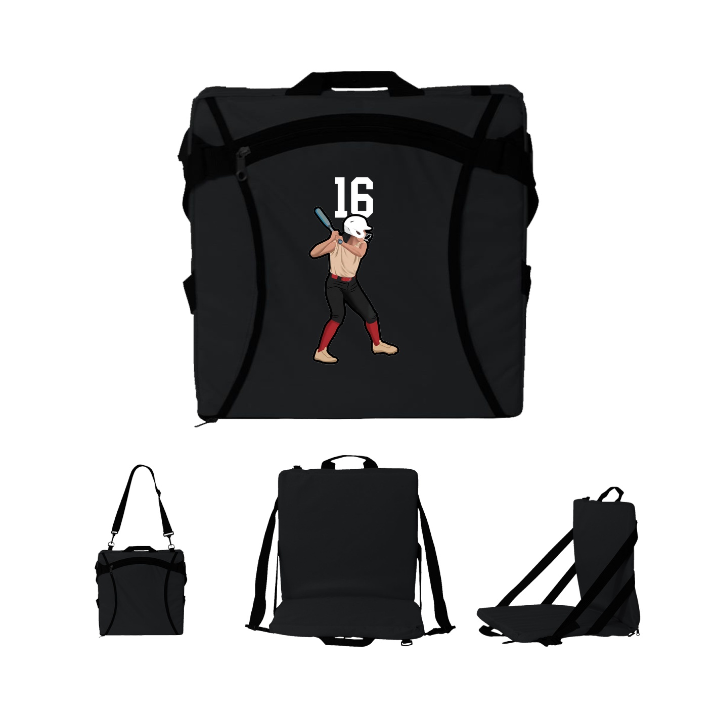 Folding Stadium Seat — Number Top in Black