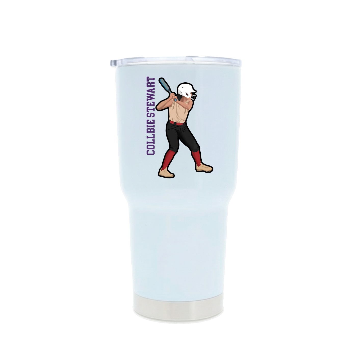 30oz Stainless Steel Tumbler — Name Vertical in White
