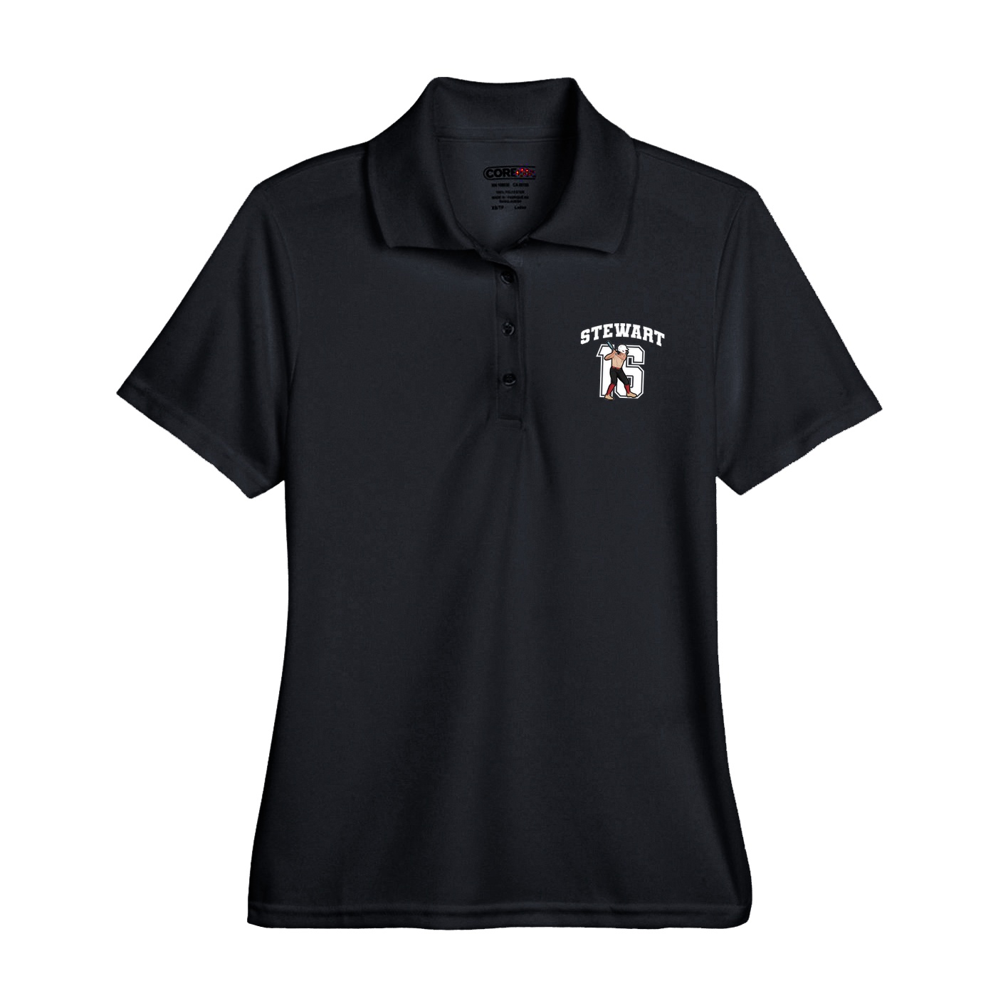 Womens Performance Polo — Number in Black