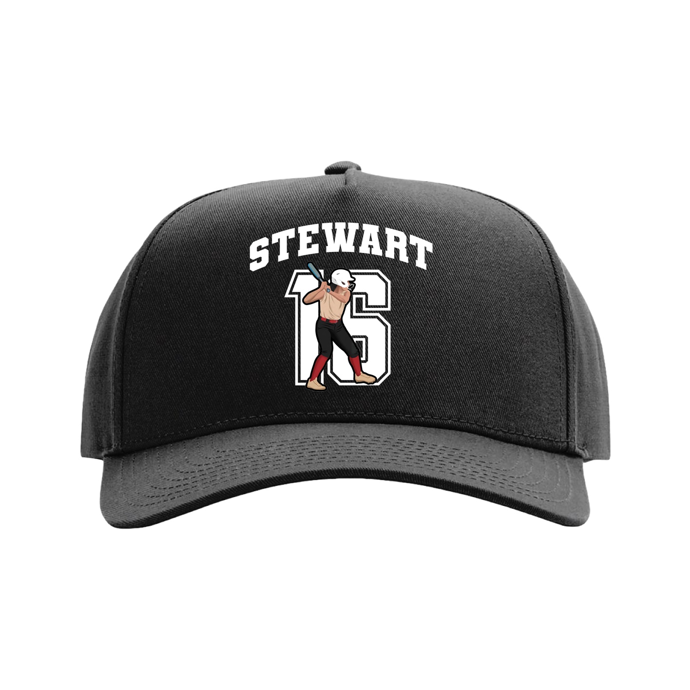 Full Fabric Five-Panel Champ Cap — Number in Black