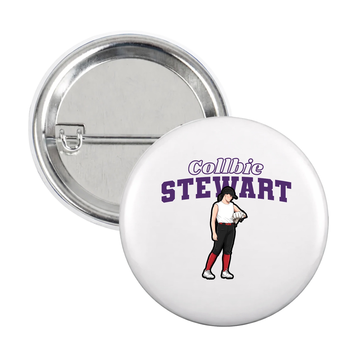 Game Day Button — Name Arch in White