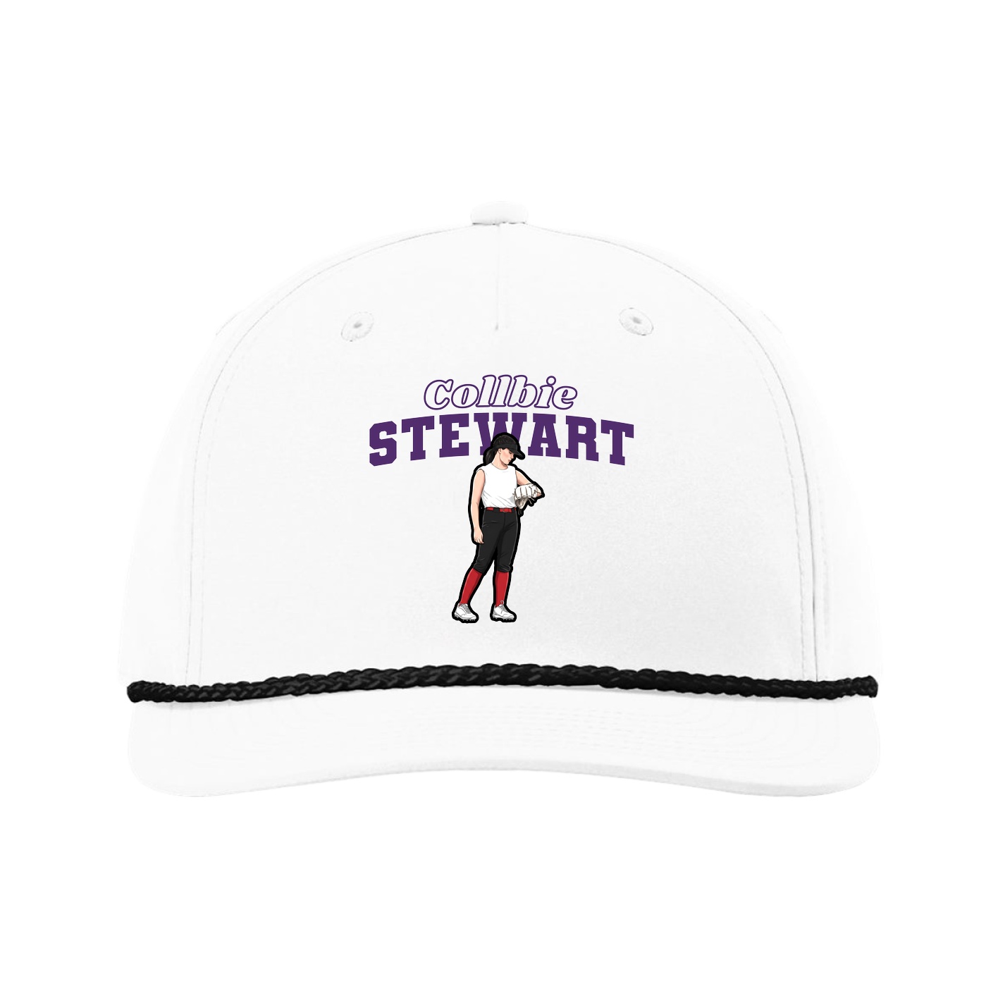 Five-Panel Classic Rope Cap — Name Arch in White