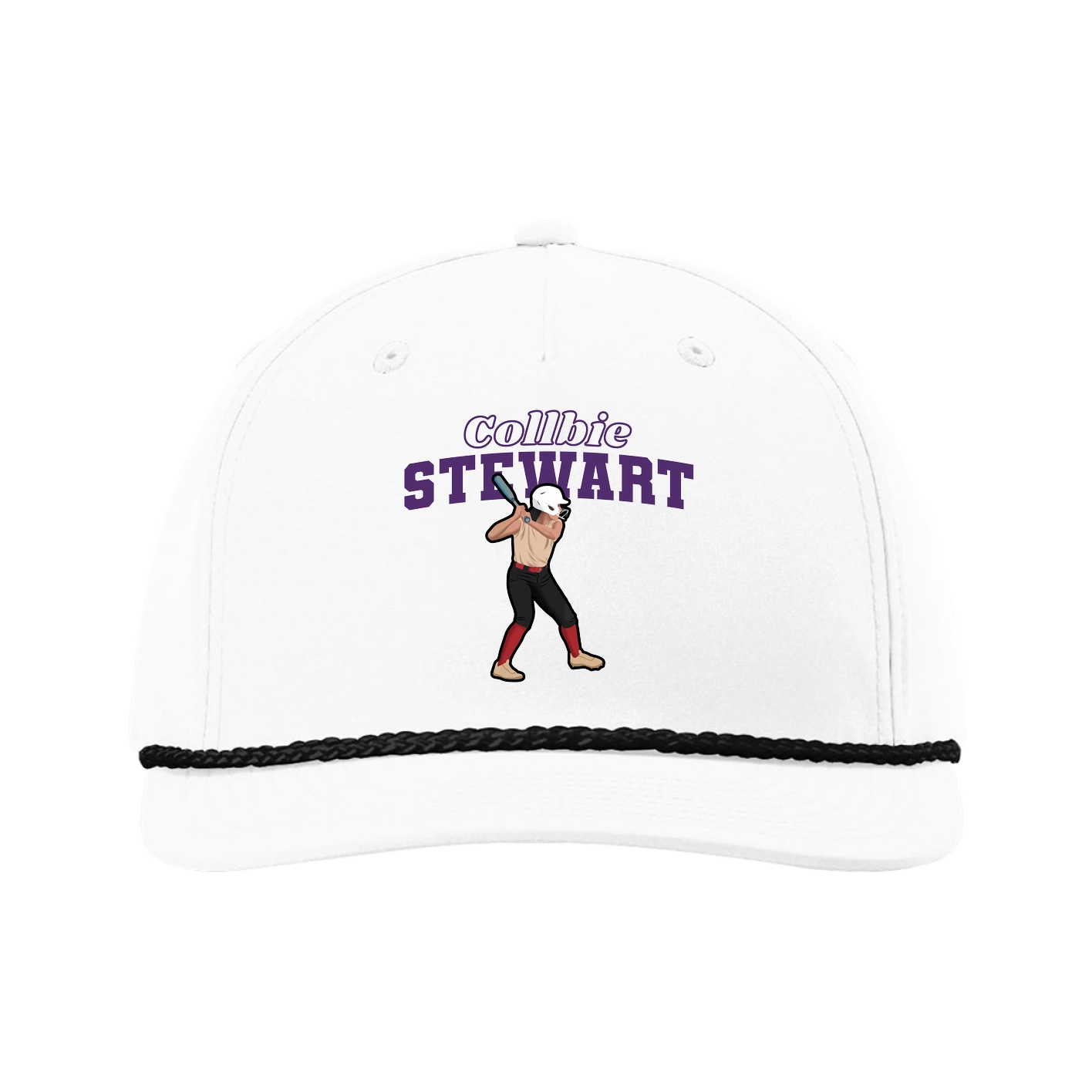 Five-Panel Classic Rope Cap — Name Arch in White