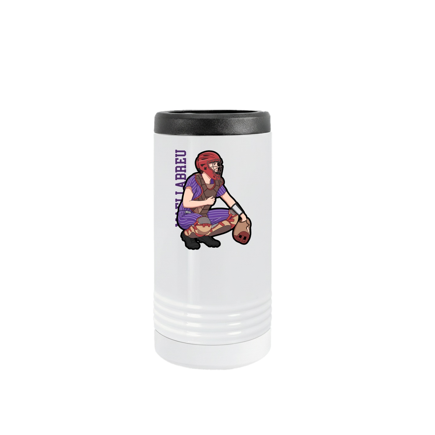 Slim Beverage Holder — Name Vertical in White