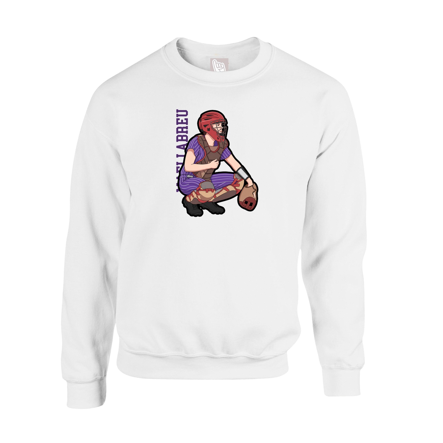 Fleece Crew — Name Vertical in White