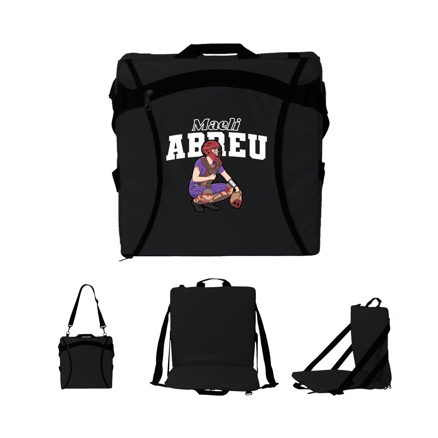 Folding Stadium Seat — Name Arch in Black