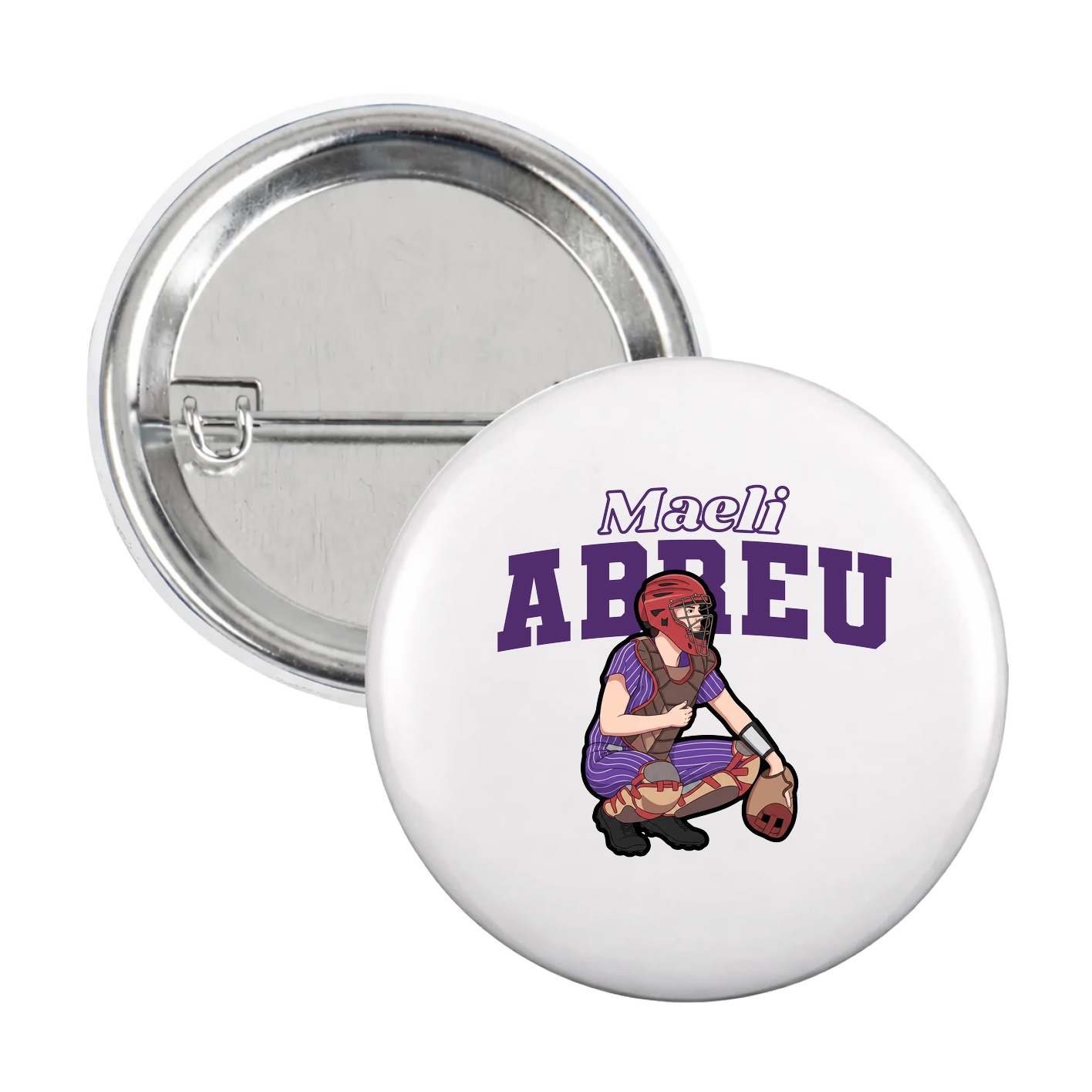 Game Day Button — Name Arch in White