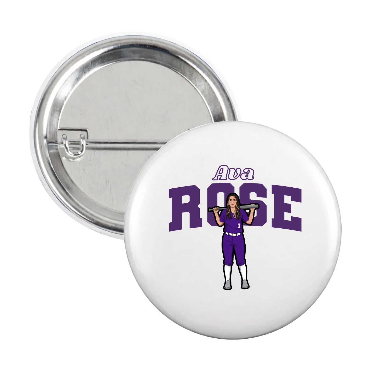 Game Day Button — Name Arch in White