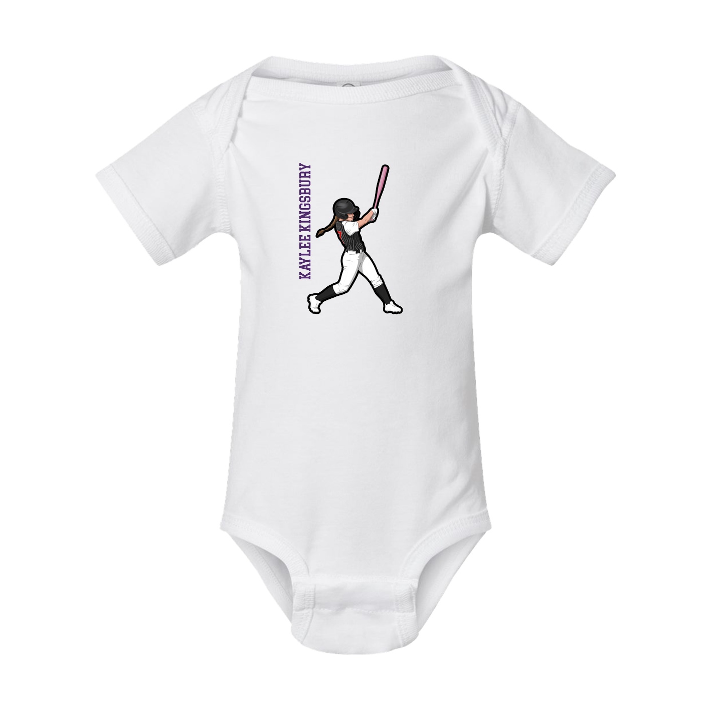 Baby Onesie — Name Vertical in White