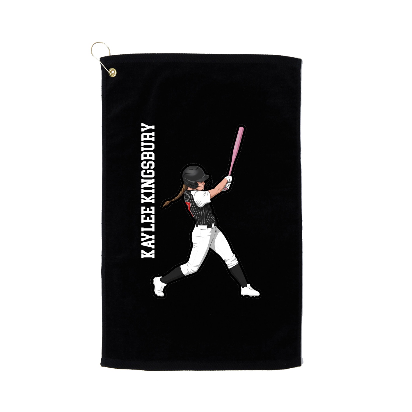 Golf Towel — Name Vertical in Black