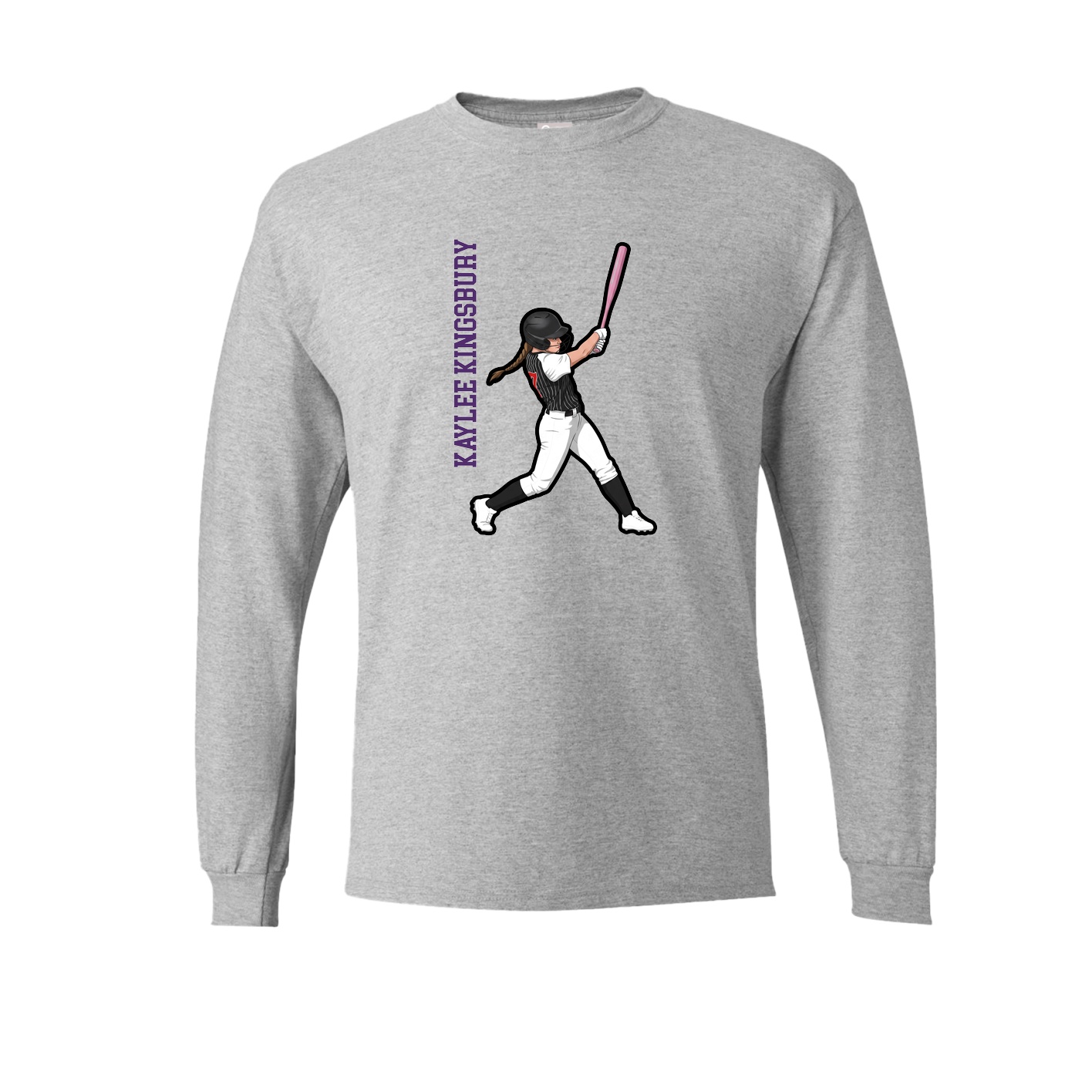 Long Sleeve Tee — Name Vertical in Grey