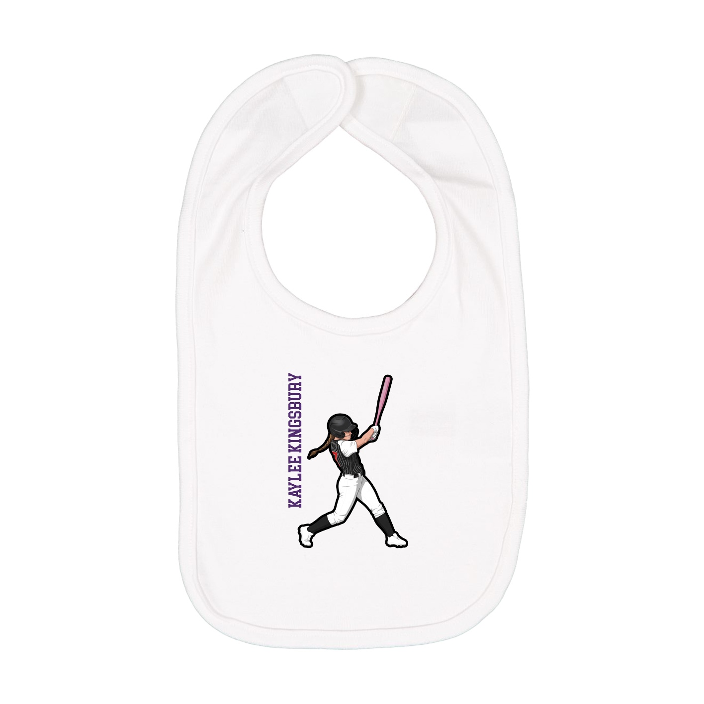 Infant Bib — Name Vertical in White