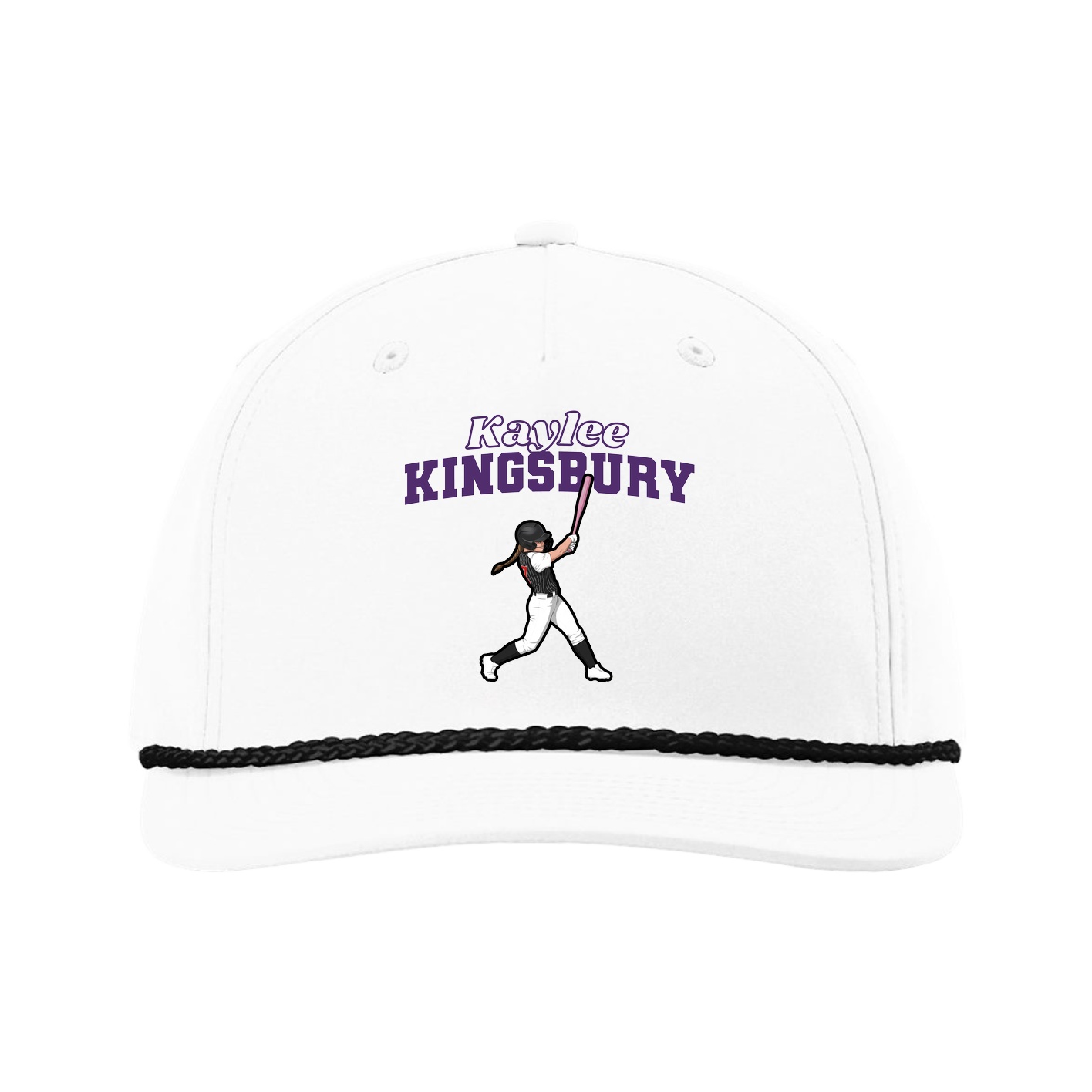 Five-Panel Classic Rope Cap — Name Arch in White