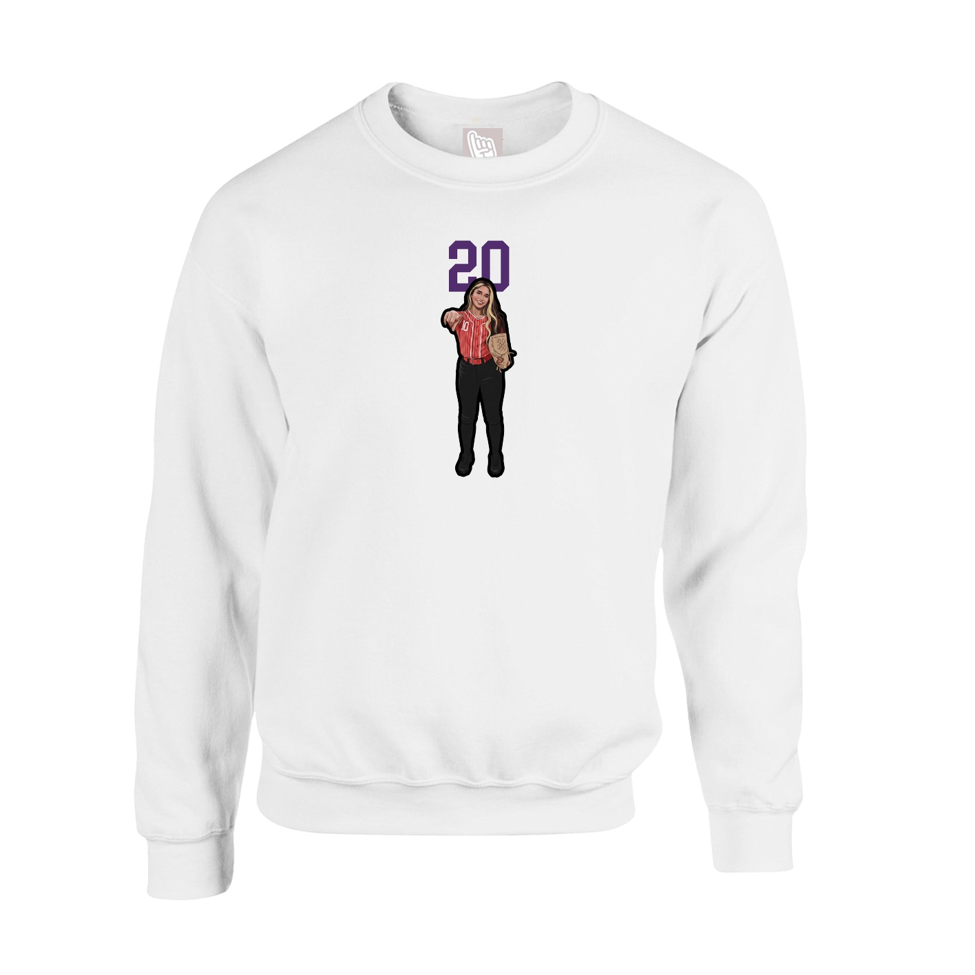 Fleece Crew — Number Top in White