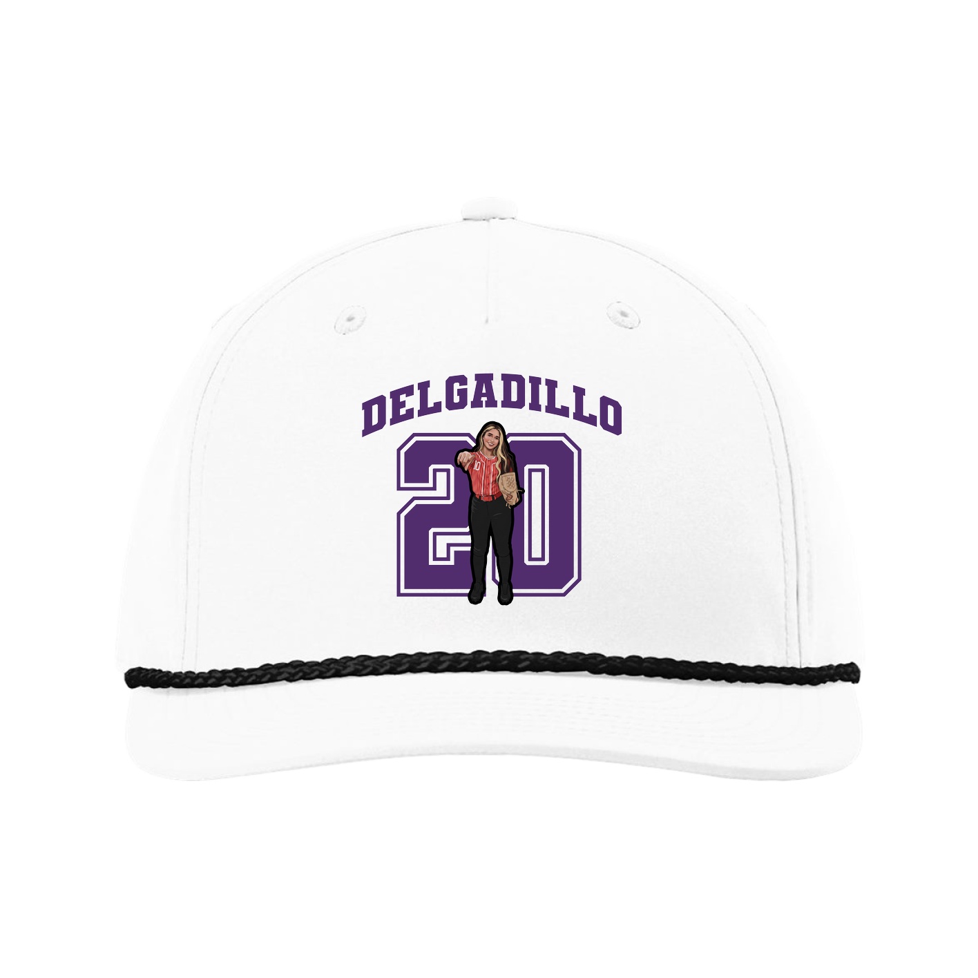 Five-Panel Classic Rope Cap — Number in White