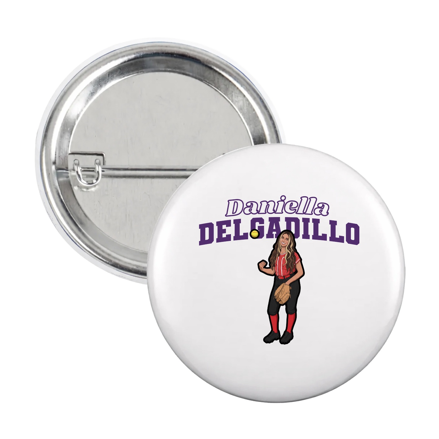 Game Day Button — Name Arch in White