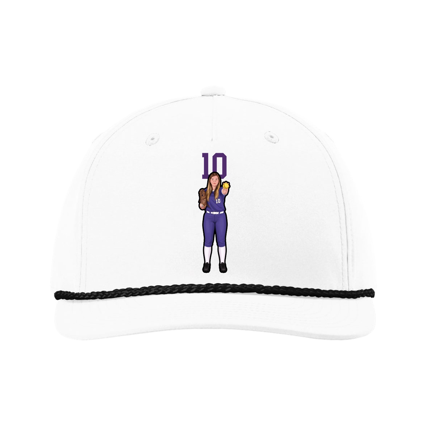 Five-Panel Classic Rope Cap — Number Top in White