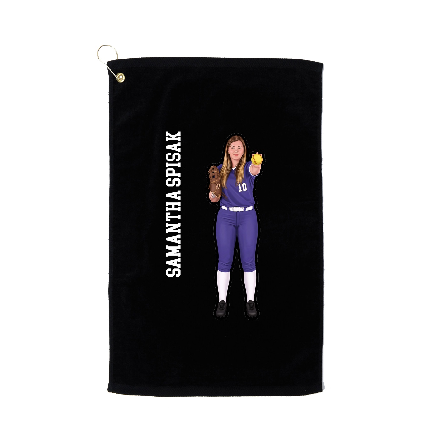 Golf Towel — Name Vertical in Black