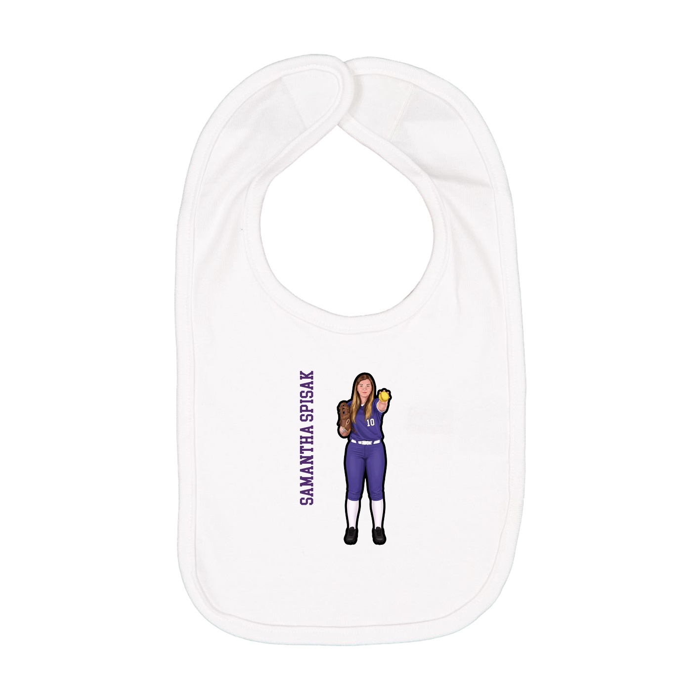 Infant Bib — Name Vertical in White