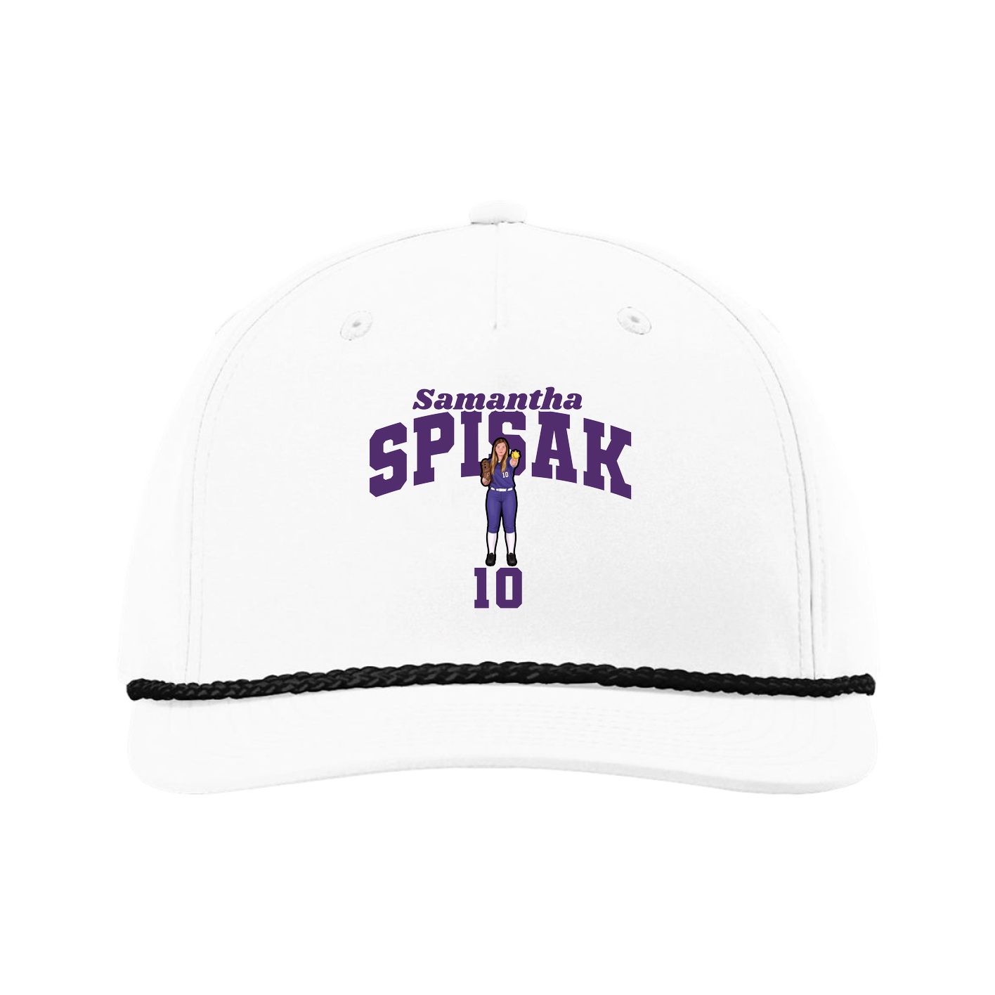 Five-Panel Classic Rope Cap — Signature Arch in White