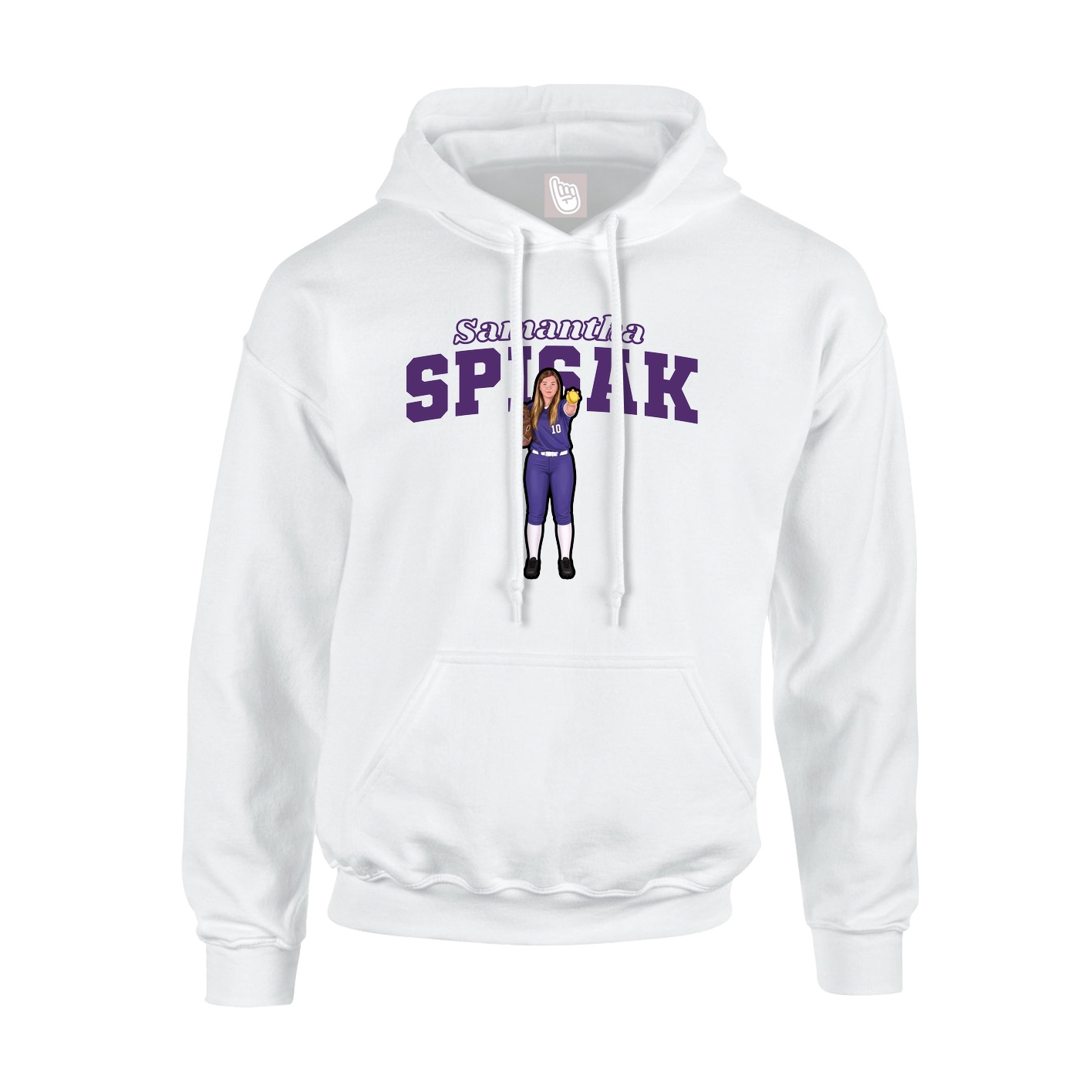 Youth Hoodie — Name Arch in White