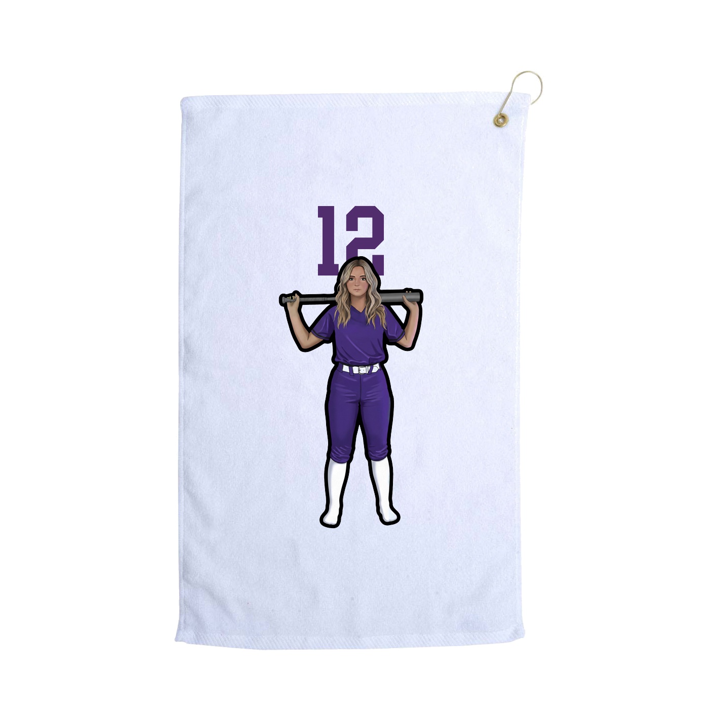 Golf Towel — Number Top in White