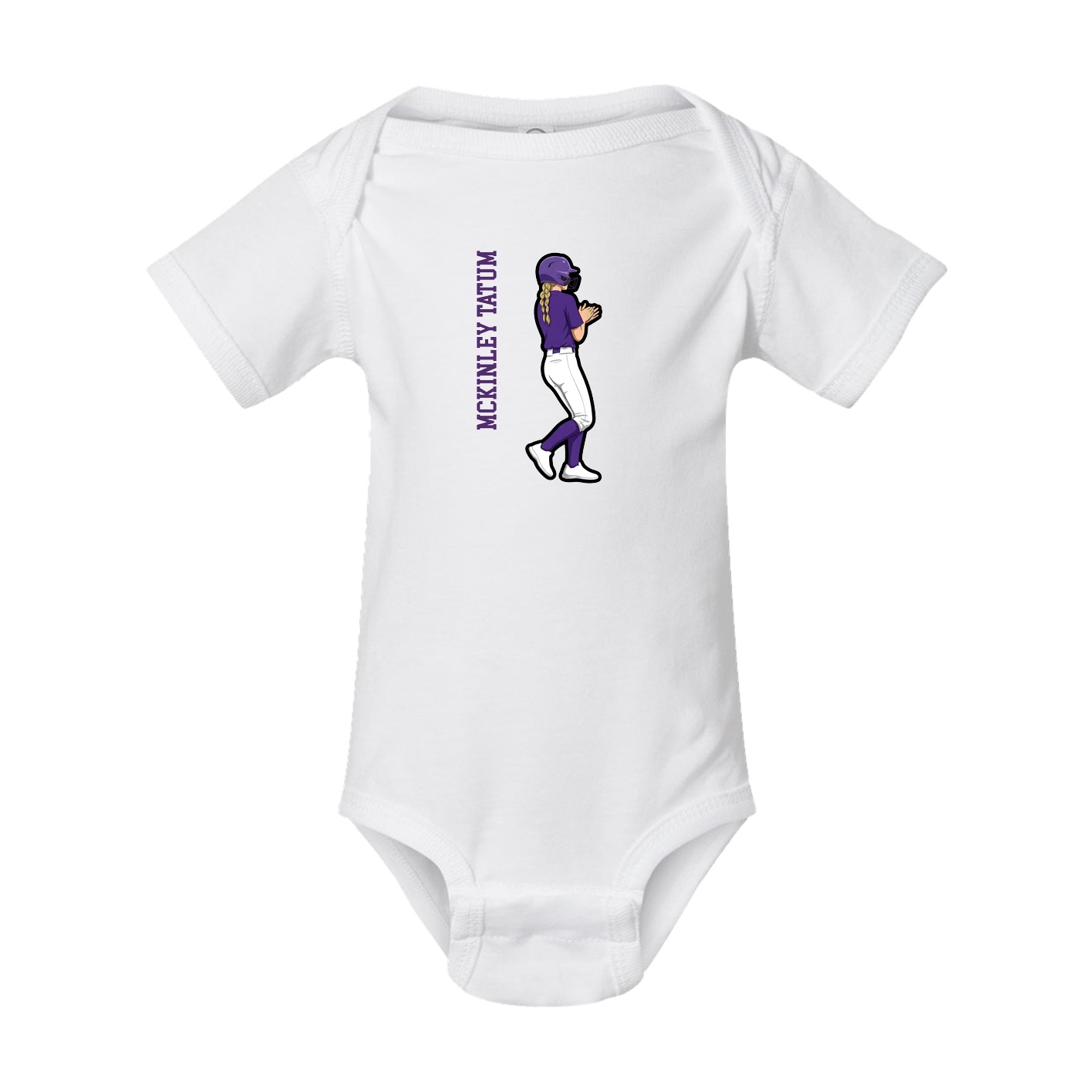 Baby Onesie — Name Vertical in White