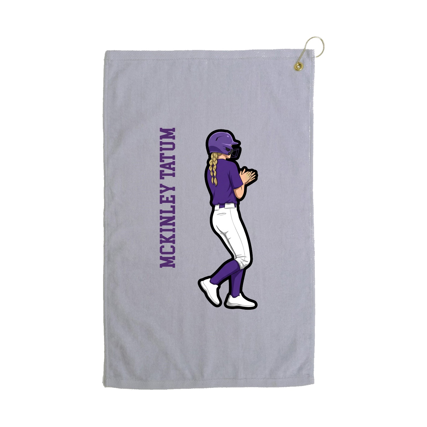 Golf Towel — Name Vertical in Grey