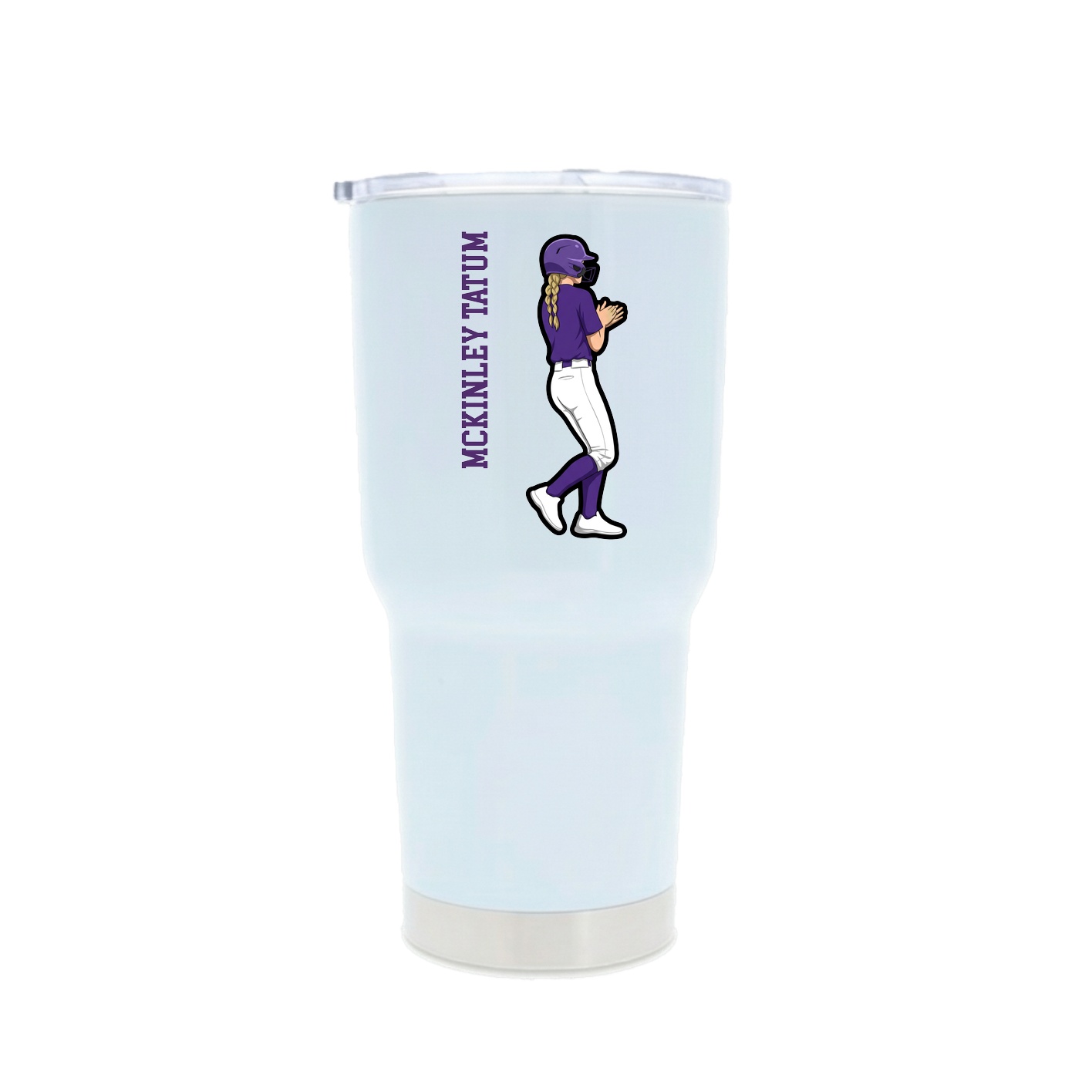 30oz Stainless Steel Tumbler — Name Vertical in White