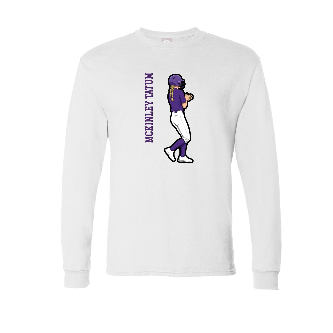 Long Sleeve Tee — Name Vertical in White