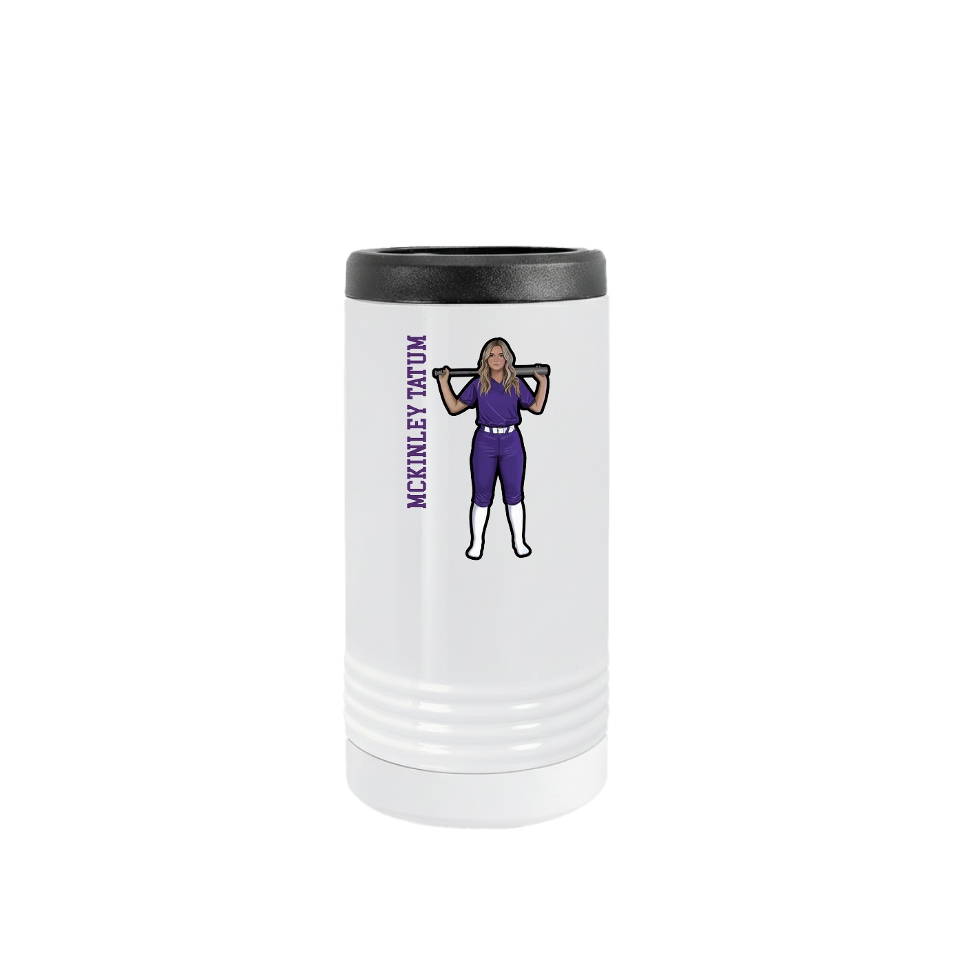 Slim Beverage Holder — Name Vertical in White
