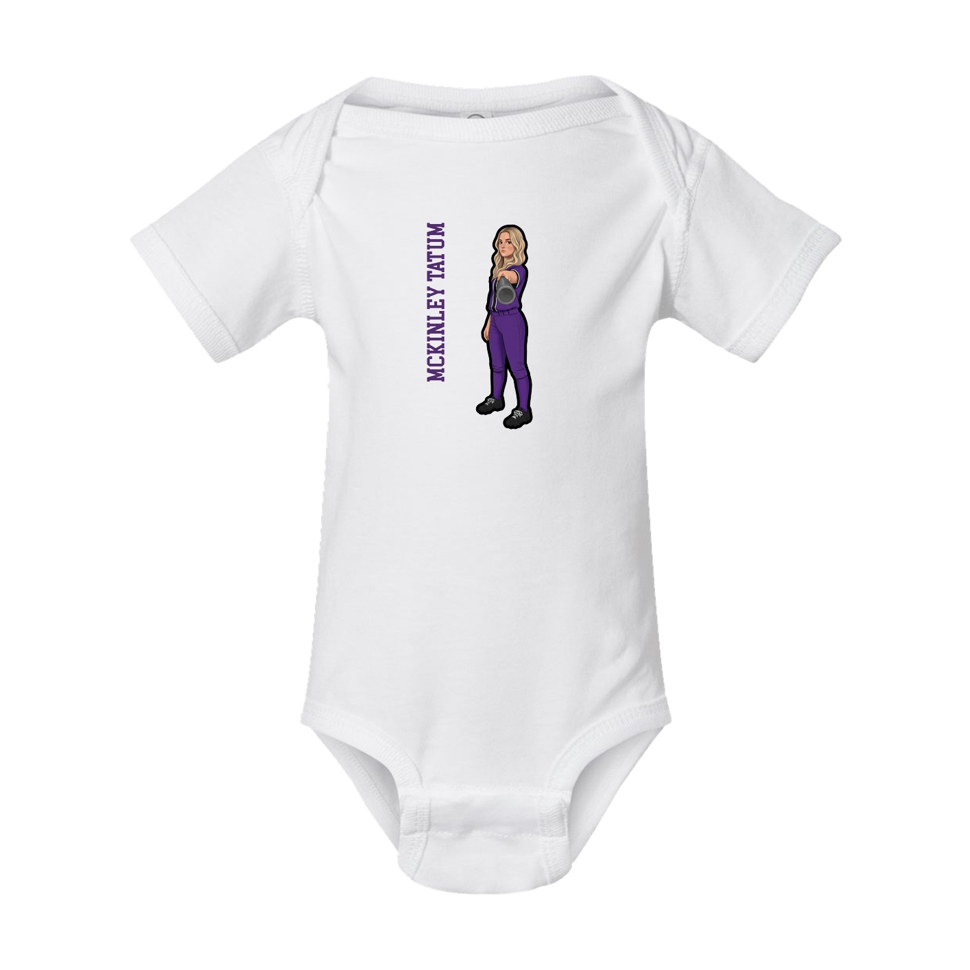 Baby Onesie — Name Vertical in White