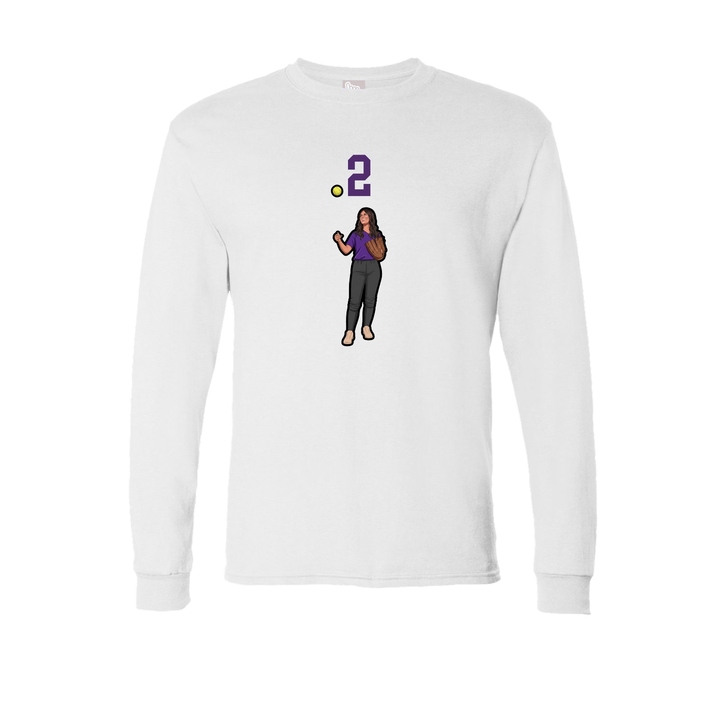 Long Sleeve Tee — Number Top in White