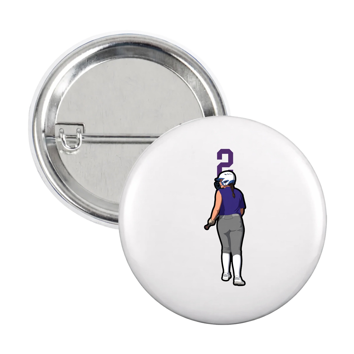 Game Day Button — Number Top in White