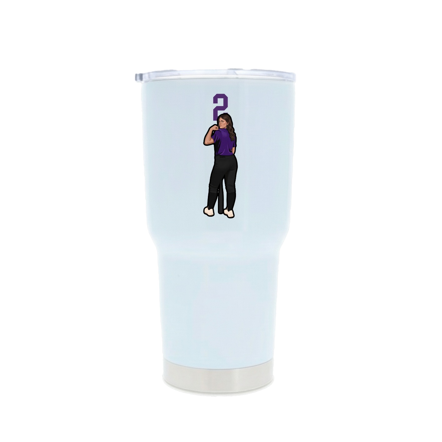 30oz Stainless Steel Tumbler — Number Top in White