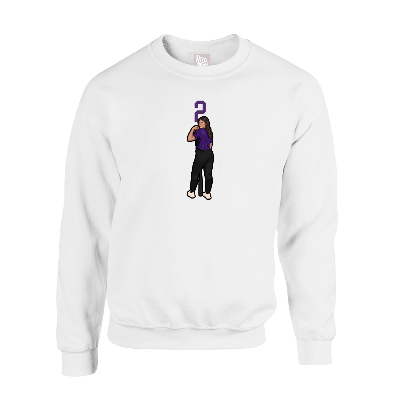 Fleece Crew — Number Top in White
